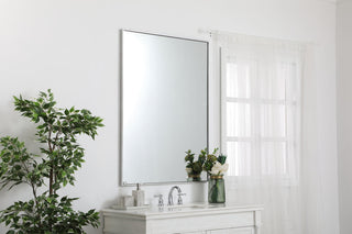 Metal frame rectangle mirror 36 inch in silver