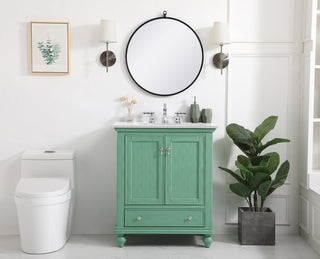 30 inch Single Bathroom vanity in vintage mint with ivory white engineered marble