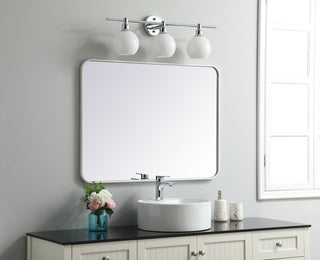 Soft corner metal rectangular mirror 27x36 inch in White