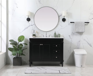 42 inch Single bathroom vanity in black with backsplash