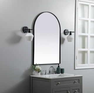 Metal Frame Arch Mirror 27x40 Inch in Black