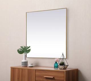 Metal Frame Square Mirror 48 inch in Brass