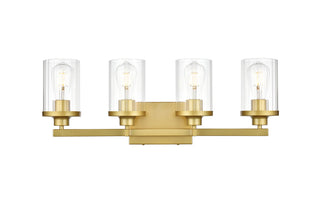 Saanvi 4 light Brass and Clear Bath Sconce