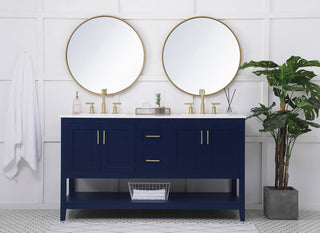 60 inch Double Bathroom Vanity in Blue