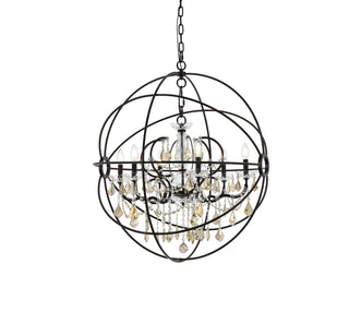 Geneva 6 light Dark Bronze Chandelier Golden Teak (Smoky) Royal Cut crystal