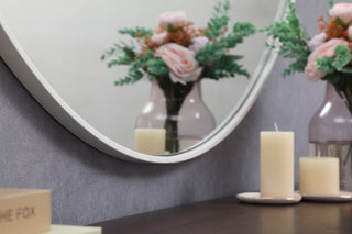 Metal frame round mirror 45 inch in White