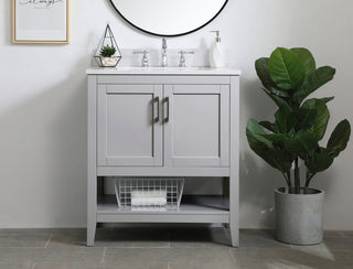 30 inch Single Bathroom Vanity in Grey with Backsplash