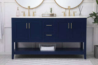 60 inch Double Bathroom Vanity in Blue