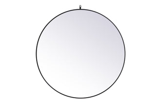 Metal frame round mirror with decorative hook 45 inch in Black