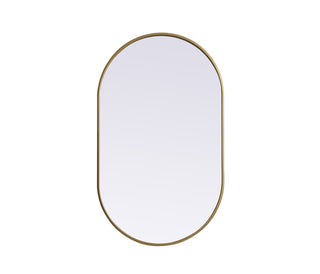 Metal Frame Oval Mirror 24x40 Inch in Brass