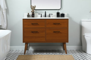 42 inch Single bathroom vanity in teak with backsplash