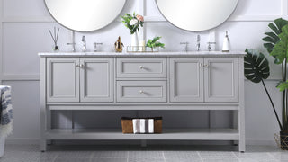 72 in. double sink bathroom vanity set in Grey