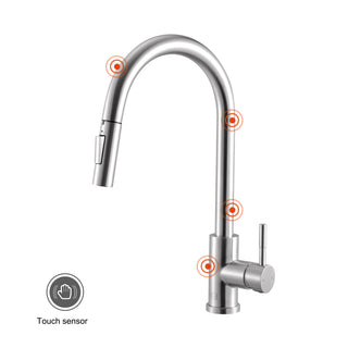 Luca Single Handle Pull Down Sprayer Kitchen Faucet with touch sensor in Brushed Nickel