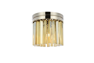 Sydney 3 light polished nickel Flush Mount Golden Teak (Smoky) Royal Cut Crystal