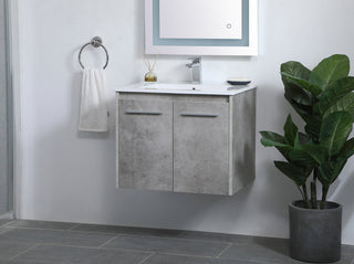 24 inch  Single Bathroom Floating Vanity in Concrete Grey