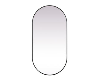 Metal Frame Oval Mirror 36x72 Inch in Black