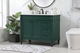 42 inch Single bathroom vanity in green with backsplash