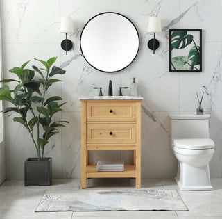 24 inch Single bathroom vanity in natural wood