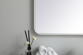 Soft corner metal rectangular mirror 30x36 inch in White