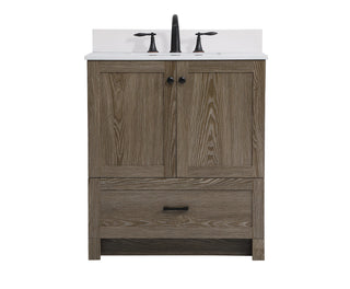 30 inch Single Bathroom Vanity in Weathered oak with Backsplash