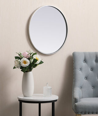 Metal frame round mirror 21 inch in silver