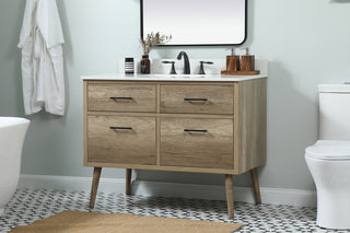 42 inch Single bathroom vanity in natural oak with backsplash