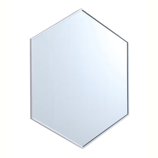 Metal frame hexagon mirror 38 inch in silver