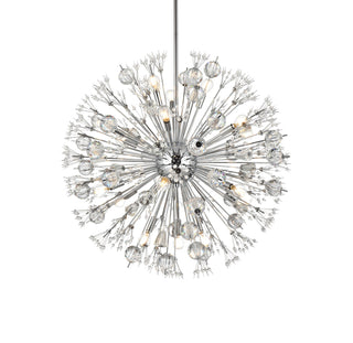 Vera 32 inch crystal starburst round pendant in chrome