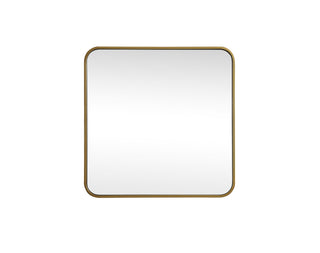 Soft corner metal square mirror 24x24 inch in Brass