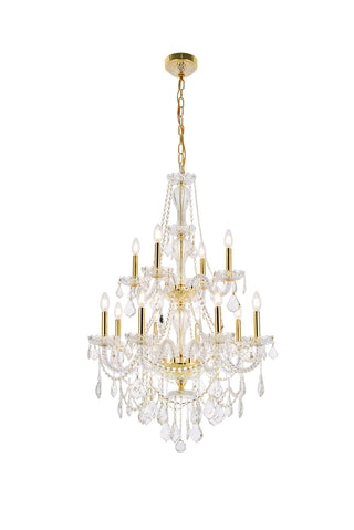 Giselle 12 light Gold Chandelier Clear Royal Cut Crystal