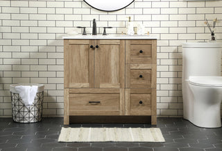 36 inch Single bathroom vanity in natural oak