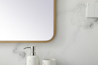 Soft corner metal rectangular mirror 27x36 inch in Brass