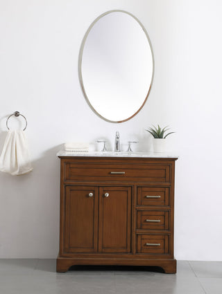 36 In. Single Bathroom Vanity Set In Teak