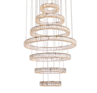 Monroe 40 inch LED seven ring chandelier in gold