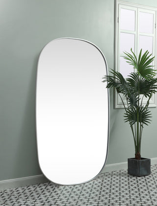 Metal Frame Oval Mirror 36x60 Inch in Silver