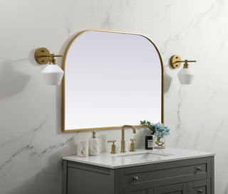 Metal Frame Arch Mirror 42x30 Inch in Brass