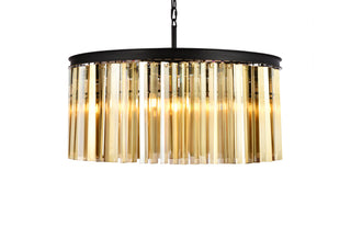 Sydney 8 light Matte Black Chandelier Golden Teak (Smoky) Royal Cut Crystal