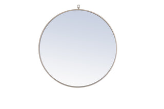 Metal frame Round Mirror with decorative hook 32 inch Silver finish