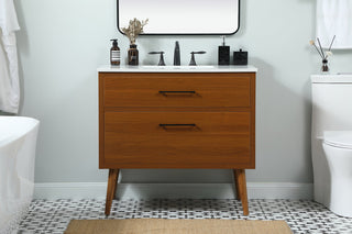 36 inch Single bathroom vanity in teak