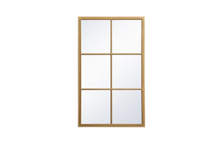 Metal windowpane mirror 24 inch x 40 inch in Brass