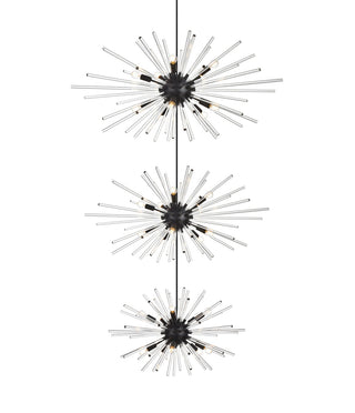 Sienna 46 inch three tiers crystal starburst chandelier in black