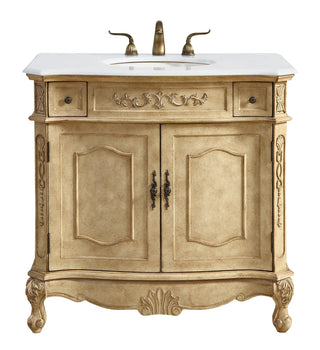 36 inch Single Bathroom vanity in Antique Beige with ivory white engineered marble