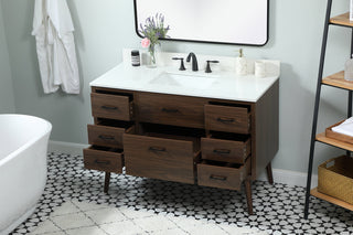 48 inch Single bathroom vanity in walnut with backsplash