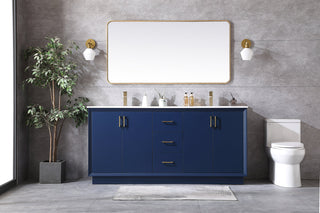 72 Inch Double Bathroom Vanity In Blue