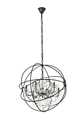 Geneva 6 light Dark Bronze Chandelier Clear Royal Cut crystal