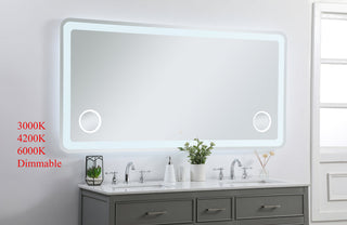 Lux 36in x 72in Hardwired LED mirror with magnifier and color changing temperature 3000K/4200K/6000K