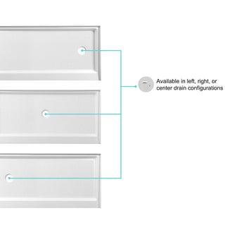 60x30 inch Single threshold shower tray left drain in glossy white