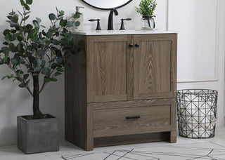 30 inch Single Bathroom Vanity in Weathered oak