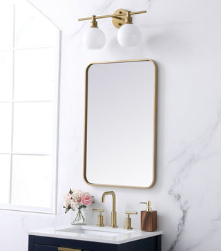 Soft corner metal rectangular mirror 20x30 inch in  Brass