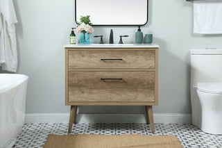 36 inch Single bathroom vanity in natural oak